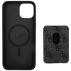 Guess 4G Stripes su portfelem Magsafe Apple iPhone 15 dėklas telefonui juodos spalvos