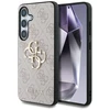 Guess PU 4G Metal Logo dėklas skirtas Samsung Galaxy S25 rožinės spalvos