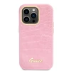 Guess GUHCP14LHGCRHP iPhone 14 Pro 6,1 colio eilinis/rožinis kietas dėklas Croco kolekcija