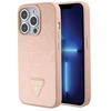 Apple iPhone 15 Pro Guess dėklas Croco Triangle Metal Logo (GUHCP15LPCRTHCP) rožinės spalvos