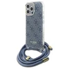 Guess GUHCP16LHC4SEB Apple iPhone 16 Pro 6.3" dėklas telefonui mėlynos spalvos Crossbody Cord 4G Print