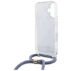 Guess GUHCP16SHC4SEB Apple iPhone 16 6.1″ mėlynas kietas dėklas Crossbody Cord 4G Print