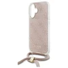 Guess GUHCP16SHC4SEP Apple iPhone 16 6.1" dėklas telefonui rožinės spalvos Crossbody Cord 4G Print