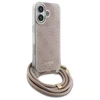 Guess GUHCP16SHC4SEP Apple iPhone 16 6.1" dėklas telefonui rožinės spalvos Crossbody Cord 4G Print