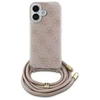 Guess GUHCP16SHC4SEP Apple iPhone 16 6.1" dėklas telefonui rožinės spalvos Crossbody Cord 4G Print