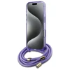 Guess GUHMP16LHCTSGNSU Apple iPhone 16 Pro 6.3" dėklas telefonui violetinės spalvos Crossbody Cord Script MagSafe