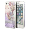 „Guess“ dėklas su skystais blizgučiais ir gėlių raštais, skirtas iPhone SE 2022 / SE 2020 / 7 / 8 - violetinė