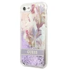 „Guess“ dėklas su skystais blizgučiais ir gėlių raštais, skirtas iPhone SE 2022 / SE 2020 / 7 / 8 - violetinė