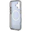 Guess Glitter Flowers Triangle Mygtukai MagSafe Apple iPhone 16 dėklas telefonui juodos spalvos
