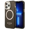 Apple iPhone 13 Pro Guess Dėklas Gold Outline Translucent MagSafe (GUHMP13LHTCMK) juodos spalvos