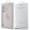 Guess Grained Big 4G Logo Small Classic Logo Apple iPhone 16 dėklas telefonui rožinės spalvos