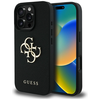 Dėklas Guess PU Grained 4G Metal Logo dėkals tavo Apple iPhone 16 Pro juodos spalvos