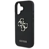 Guess Grained Big 4G Logo Small Classic Logo iPhone 16 telefono dėklas, juodos spalvos