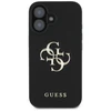 Guess Grained Big 4G Logo Small Classic Logo Apple iPhone 16 dėklas telefonui juodos spalvos