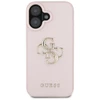 Guess Grained Big 4G Logo Small Classic Logo Apple iPhone 16 dėklas telefonui rožinės spalvos
