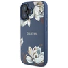 Dėklas Guess Grained Printed Flower Pattern MagSafe Apple iPhone 16 mėlynas
