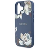 Dėklas Guess Grained Printed Flower Pattern MagSafe Apple iPhone 16 mėlynas