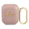 Dėklas GUESS GUA2SASMP AIRPODS 1/2 COVER Rožinis/Rožinis SAFFIANO SCRIPT METAL COLLECTION