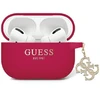 Apple AirPods Pro 2 Guess Cover Liquid silikoninis Glitter Triangle Charm (GUAP2LECG4M) ausinių dėklas violetinės spalvos