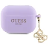 Dėklas Guess Liquid Silicone Glitter Triangle Charm - AirPods Pro 2 Case (violetinė)