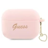 Apple AirPods Pro 2 Guess silikoninis Charm Heart Collection (GUAP2LSCHSP) ausinių dėklas rožinės spalvos