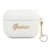 Apple AirPods Pro Guess silikoninis Charm Heart Collection (GUAPLSCHSH) ausinių dėklas baltos spalvos