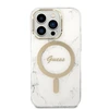 „Guess“ GUBPP14LHMEACSH dėklas + įkroviklis iPhone 14 Pro 6.1" baltas kietas dėklas su marmuru, „MagSafe“