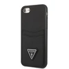 Apple iPhone SE 2022 / SE 2020 / 7 / 8 Guess dėklas Saffiano Triangle Logo Cardslot juodos spalvos