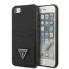 Apple iPhone SE 2022 / SE 2020 / 7 / 8 Guess dėklas Saffiano Triangle Logo Cardslot juodos spalvos