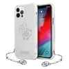 Apple iPhone 12 Pro Max Guess dėklas 4G Sidabrinis Charms Collection (GUHCP12LKS4GSI) skaidrus