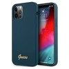 Apple iPhone 12 Pro Max Guess dėklas Metal Logo Script (GUHCP12LLSLMGBL) mėlynos spalvos