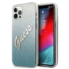Apple iPhone 12 Pro Max Guess dėklas Glitter Gradient Script (GUHCP12LPCUGLSBL) mėlynos spalvos