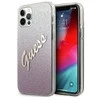 Dėklas GUESS GLITTER GRADIENT SCRIPT IPHONE 12/12 PRO Rožinis