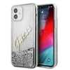 Dėklas GUESS GUHCP12SGLVSSI HARD CASE GLITTER VINTAGE SCRIPT IPHONE 12 MINI Sidabrinis
