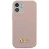 Apple iPhone 12 Mini Guess dėklas silikoninis Script Gold Logo (GUHCP12SLSLMGLP) light rožinės spalvos