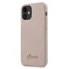 Apple iPhone 12 Mini Guess dėklas silikoninis Script Gold Logo (GUHCP12SLSLMGLP) light rožinės spalvos