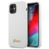 Apple iPhone 12 Mini Guess dėklas Metal Logo Script (GUHCP12SLSLMGWH) baltos spalvos