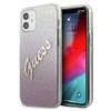 Dėklas GUESS GLITTER GRADIENT SCRIPT IPHONE 12 MINI Rožinis