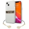 Dėklas GUESS HARD CASE GUHCP13SKB4GBR IPHONE 13 MINI RUDA DIRŽELĖ CHARM SKAIDRUS