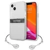 GUESS KIETAS DĖKLAS GUHCP13SKB4GGR IPHONE 13 MINI PILKAS DIRŽELĖ CHARM SKAIDRUS
