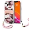 Guess GUHCP13SKCABPI iPhone 13 mini 5,4 colio rožinis/rožinis kietas dėklas Camo Strap Collection