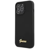 Apple iPhone 13 Pro Guess dėklas Silicone Script Gold Logo juodos spalvos