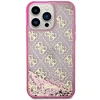 Apple iPhone 14 Pro Guess dėklas Liquid Glitter 4G Transculent (GUHCP14LLC4PSGP) rožinės spalvos