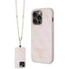 Guess GUHCP14LP4TDSCPP Apple iPhone 14 Pro 6.1″ rožinės spalvos kietas dėklas Crossbody 4G Metal Logo