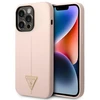 Guess GUHCP14LSLTGP iPhone 14 Pro 6,1 colio eilinis/rožinis kietas dėklas, silikoninis trikampis