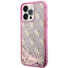Apple iPhone 14 Pro Max Guess dėklas Liquid Glitter 4G Transculent (GUHCP14XLC4PSGP) rožinės spalvos