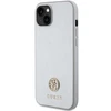 Guess dėklas, skirtas iPhone 15 Plus 6,7 GUHCP15MPS4DGPS sidabrinis HC PU 4G Metal Logo Strass
