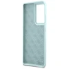Guess GUHCS21LLSLMGLB S21 Ultra G998 mėlynas kietas dėklas Silicone Script Metal Logo