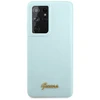 Samsung Galaxy S21 Ultra Guess dėklas silikoninis Script Metal Logo (GUHCS21LLSLMGLB) mėlynos spalvos
