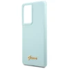 Guess GUHCS21LLSLMGLB S21 Ultra G998 mėlynas kietas dėklas Silicone Script Metal Logo